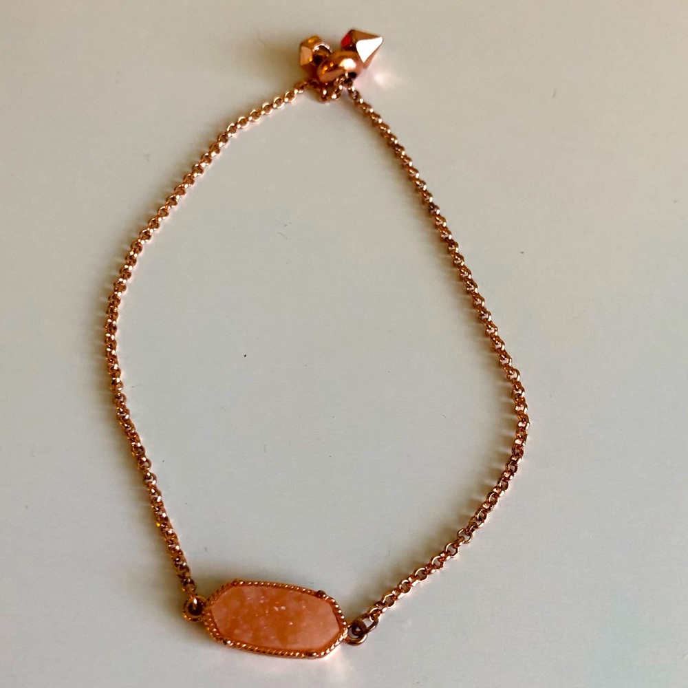 💗Rose gold tone bracelet w/pink druzy Adjustable